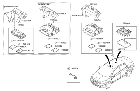 2015 Hyundai Accent Lens-Overhead Console Lamp,LH Diagram for 92822-1R100-8M