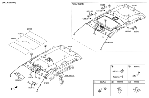 2017 Hyundai Accent Headlining Assembly Diagram for 85301-1R410-VYF