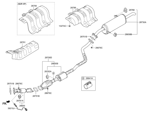 2015 Hyundai Accent Hanger-Exhaust Pipe Diagram for 28658-1R000