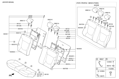 2015 Hyundai Accent Rear Left-Hand Seat Back Covering Diagram for 89370-1R100-SCE