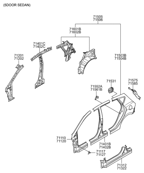 2017 Hyundai Accent Panel-Side Sill Outrer,LH Diagram for 71312-1RD25