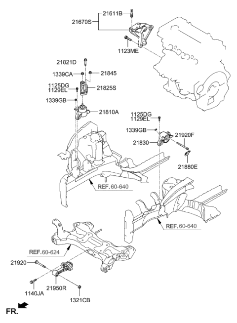 2017 Hyundai Accent Engine & Transaxle Mounting Diagram
