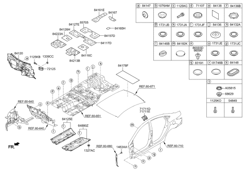 2015 Hyundai Accent Pad Assembly-Rubber Center Floor Front,RH Diagram for 84122-1R000