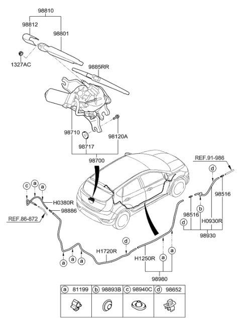 2016 Hyundai Accent Rear Wiper & Washer Diagram