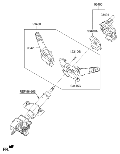 2016 Hyundai Accent Switch Assembly-Multifunction Diagram for 93400-1R061