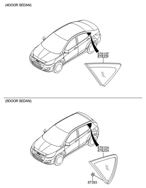 2016 Hyundai Accent Quarter Window Diagram