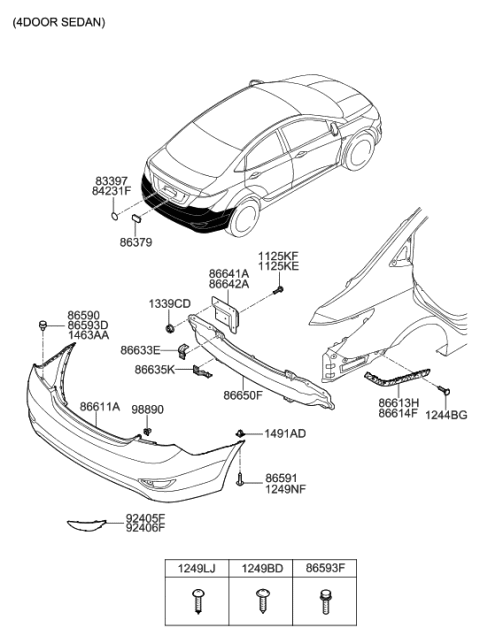 2015 Hyundai Accent Rear Bumper Diagram 1