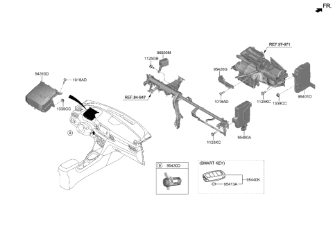 2021 Hyundai Veloster Brake Control Module And Receiver Unit Assembly Diagram for 95400-J3740