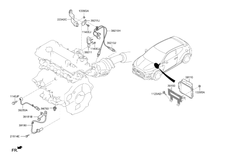 2019 Hyundai Veloster Computer & Bracket Assembly Diagram for 39128-2BJF8