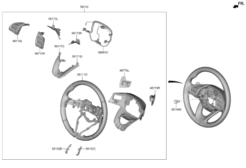 2020 Hyundai Veloster Steering Wheel Assembly Diagram for 56100-J3FK0-RWS