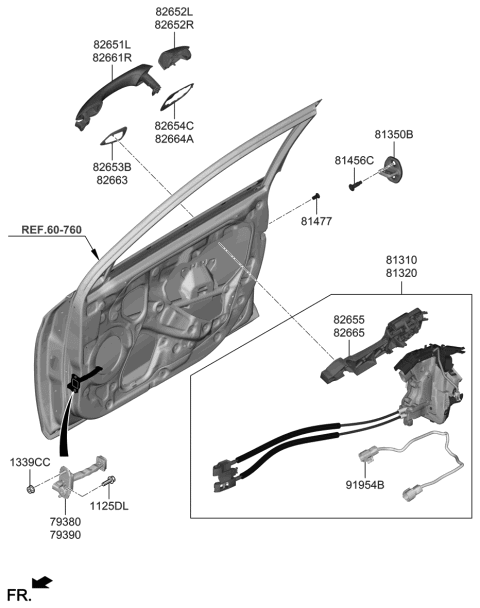 2020 Hyundai Veloster Door Handle Assembly, Exterior, Right Diagram for 82661-J3700