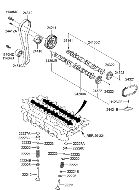 2002 Hyundai Elantra Camshaft & Valve Diagram 1