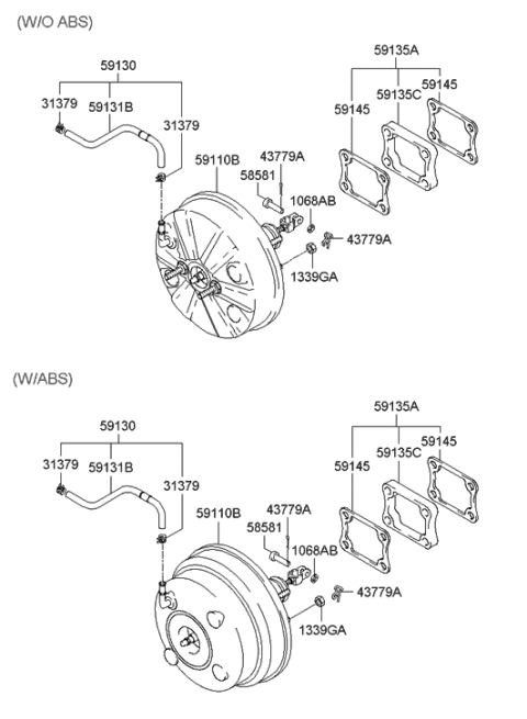 2001 Hyundai Elantra Booster Assembly-Brake Diagram for 59110-2D320