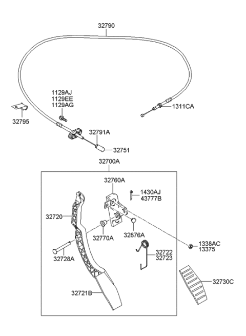 2000 Hyundai Elantra Pedal Assembly-Accelerator Diagram for 32700-2D500