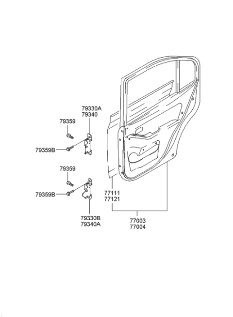 2000 Hyundai Elantra Panel-Rear Door Diagram