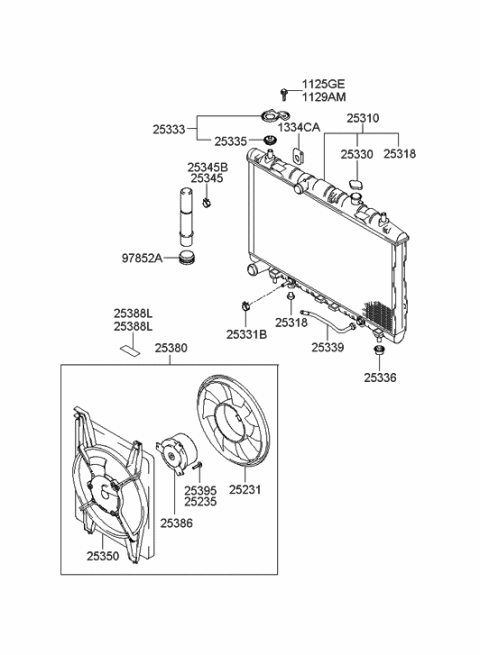 2000 Hyundai Elantra Blower Assembly Diagram for 25380-2D001