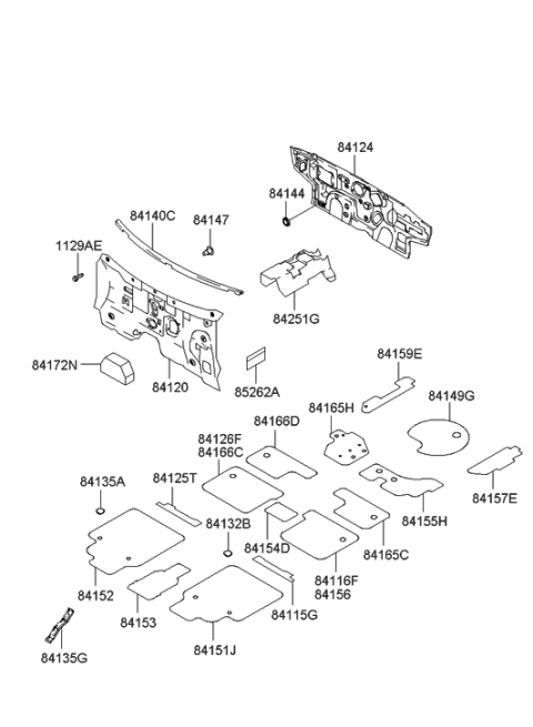2000 Hyundai Elantra Pad-Isolation Front Tunnel Diagram for 84251-2D100