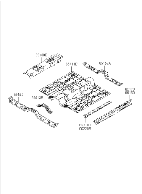 2004 Hyundai Elantra Member Assembly-Center Floor Side,LH Diagram for 65210-2D010
