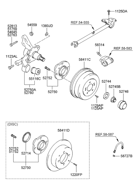 2006 Hyundai Elantra Rear Wheel Hub Assembly Diagram for 52710-2D110