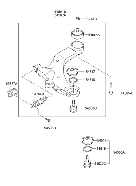 2003 Hyundai Elantra Ball Joint Assembly-Lower Arm Diagram for 54530-31600