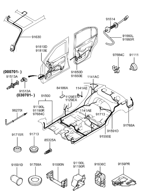 2006 Hyundai Elantra Wiring Assembly-Floor Diagram for 91502-2D484
