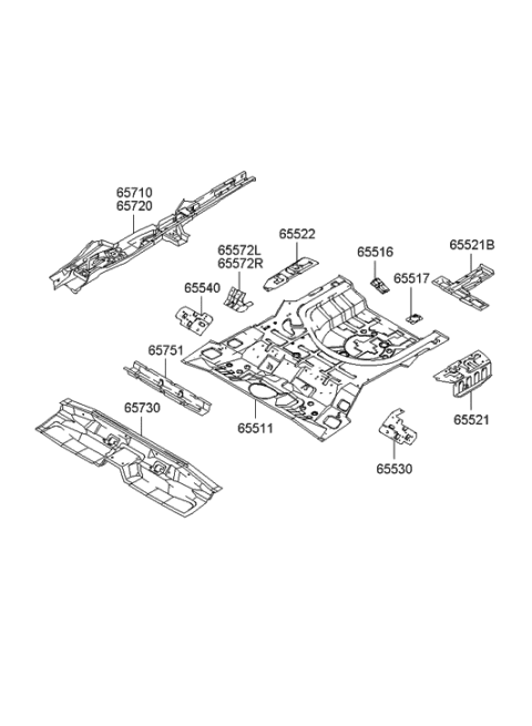 2000 Hyundai Elantra Crossmember Assembly-Rear Floor Center Diagram for 65851-2D010