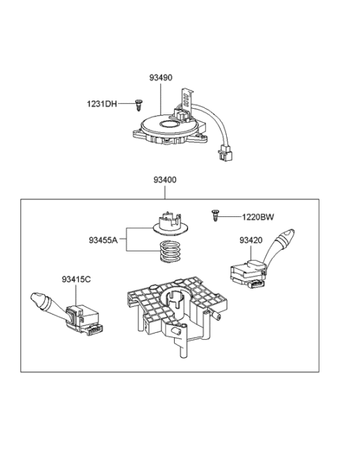 2002 Hyundai Elantra Switch Assembly-Multifunction Diagram for 93460-2D410