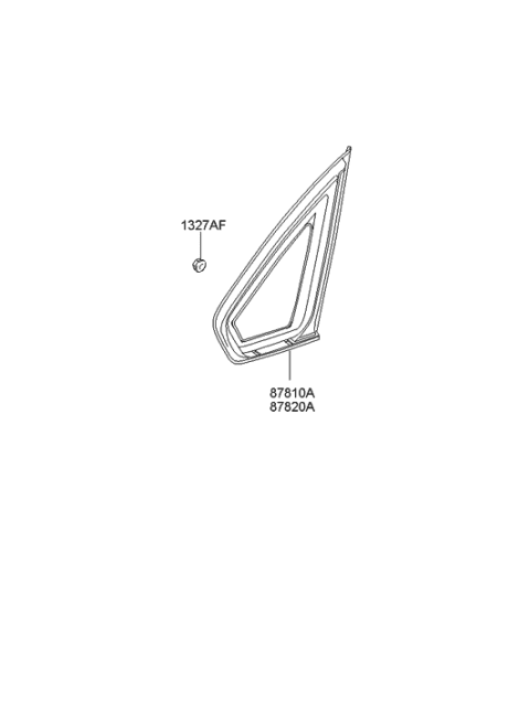 2006 Hyundai Elantra Glass & Moulding Assembly-Quarter Fixed,RH Diagram for 87820-2D270