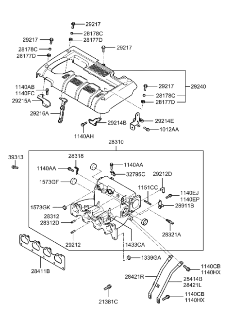 2000 Hyundai Elantra Bracket-Control Wiring Mounting Diagram for 28371-23600