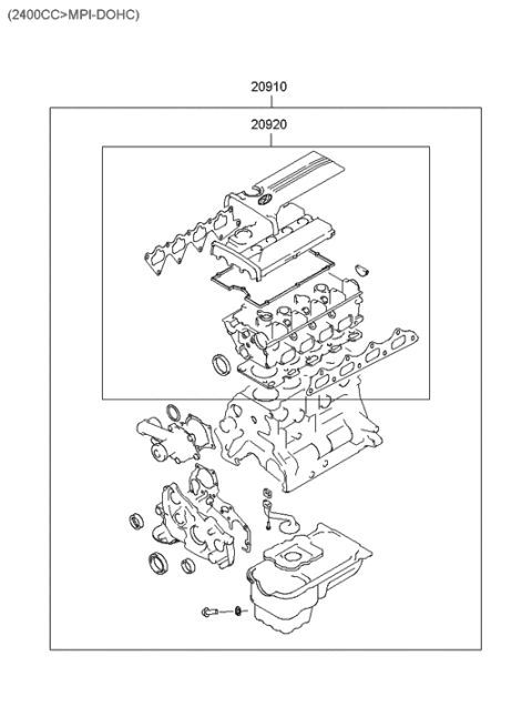 2000 Hyundai Santa Fe Engine Gasket Kit Diagram 2