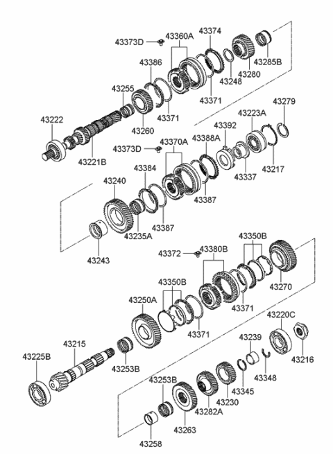 2004 Hyundai Santa Fe Ring-Synchronizer Diagram for 43374-3A000