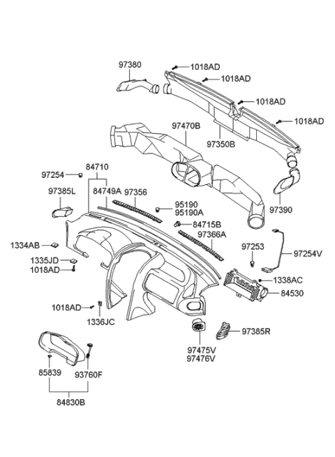 2006 Hyundai Santa Fe Panel Assembly-Cluster Facia Diagram for 84830-26010-SF
