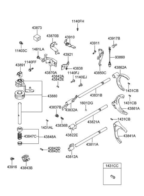 2003 Hyundai Santa Fe Shaft Sub Assembly-Control Diagram for 43871-3A012