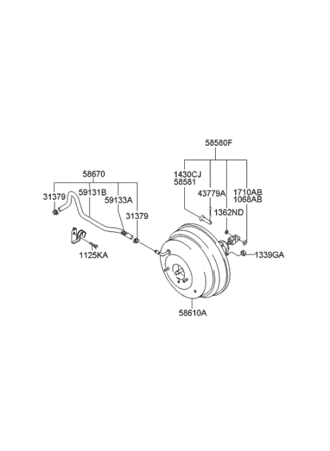 2000 Hyundai Santa Fe Hose-Brake Booster Vacuum Diagram for 58671-26020