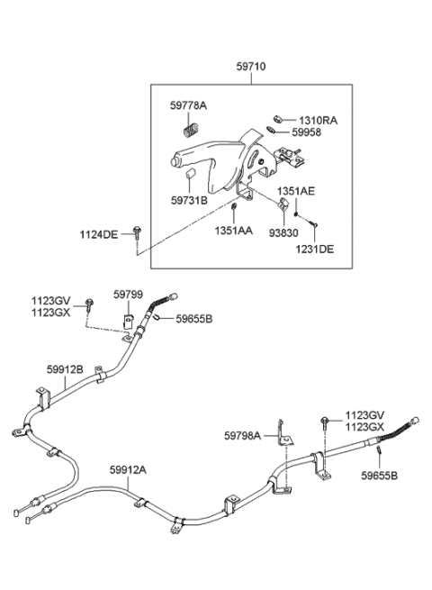 2002 Hyundai Santa Fe Cable Assembly-Park Brake Rear,RH Diagram for 59913-26150