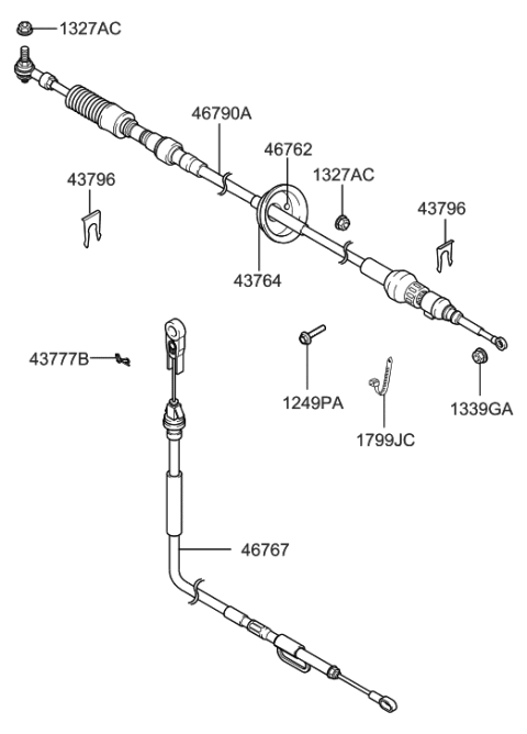 2001 Hyundai Santa Fe Cable Assembly-Shift Lock Diagram for 46767-26000