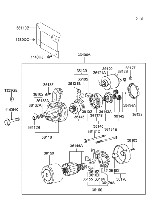 2005 Hyundai Santa Fe Switch Assembly-Starter Magnetic Diagram for 36120-38040