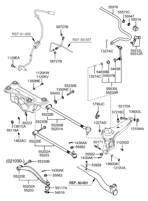 2002 Hyundai Santa Fe Rear Suspension Control Arm Diagram 2