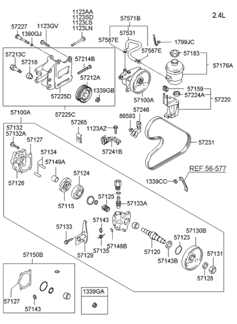2000 Hyundai Santa Fe Clip-Pressure Tube Mounting Diagram for 57222-22001