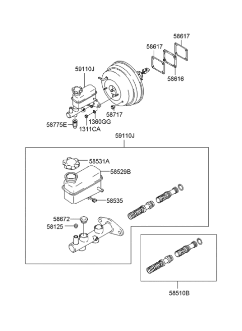 2002 Hyundai Santa Fe Cylinder Assembly-Brake Master Diagram for 59110-26050