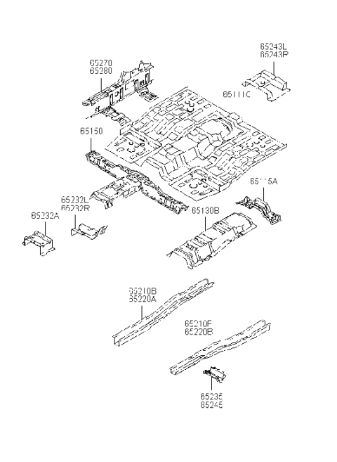 2002 Hyundai Santa Fe Reinforcement Assembly-Center Floor Diagram for 65131-26200