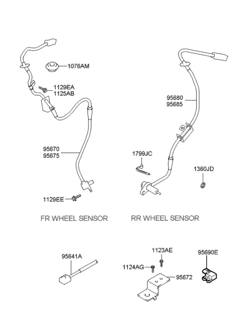 2000 Hyundai Santa Fe Sensor-Abs Front Wheel ,RH Diagram for 95620-26010