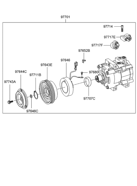 2003 Hyundai Santa Fe Compressor Assembly Diagram for 97701-3A570