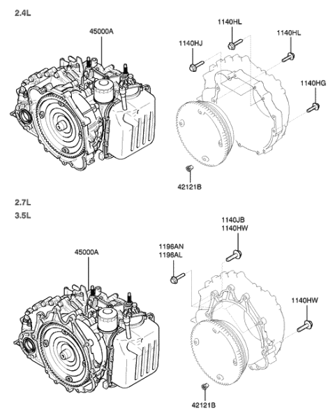 2000 Hyundai Santa Fe Reman Automatic Transmission Assembly Diagram for 00268-39760