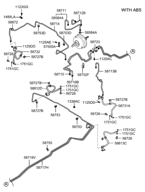 2006 Hyundai Santa Fe Tube Assembly-Brake Diagram for 58715-26050