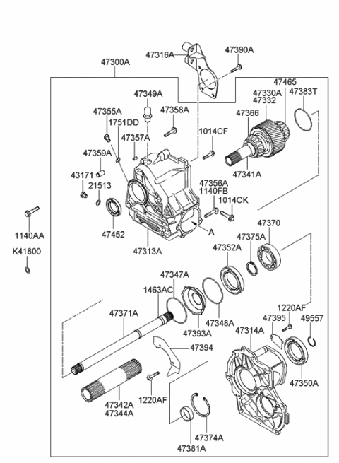 2003 Hyundai Santa Fe Bracket Assembly-Transfer Diagram for 47316-39010
