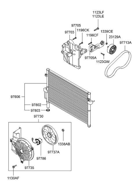 2001 Hyundai Santa Fe Motor-Condensor Cooling Fan Diagram for 97786-26150