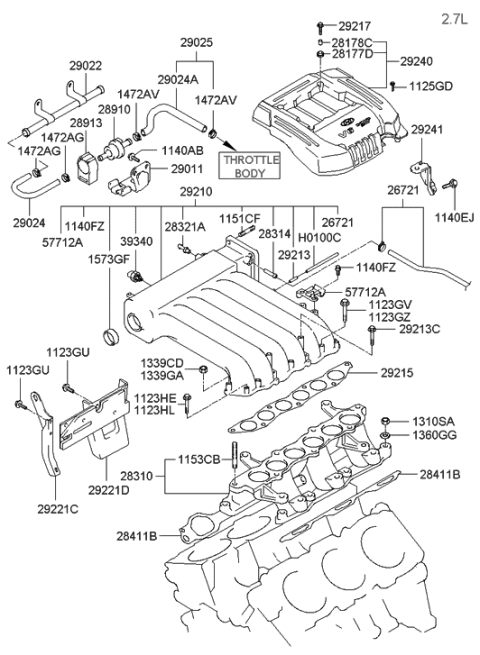 2001 Hyundai Santa Fe Hose Assembly-Vapor Diagram for 29025-37205