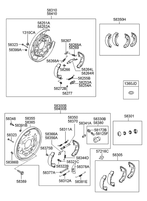 2001 Hyundai Santa Fe Shoe & Lining Kit-Rear Brake Diagram for 58305-26A10