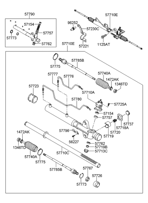2001 Hyundai Santa Fe Bush Assembly-Rack Diagram for 57726-4A000